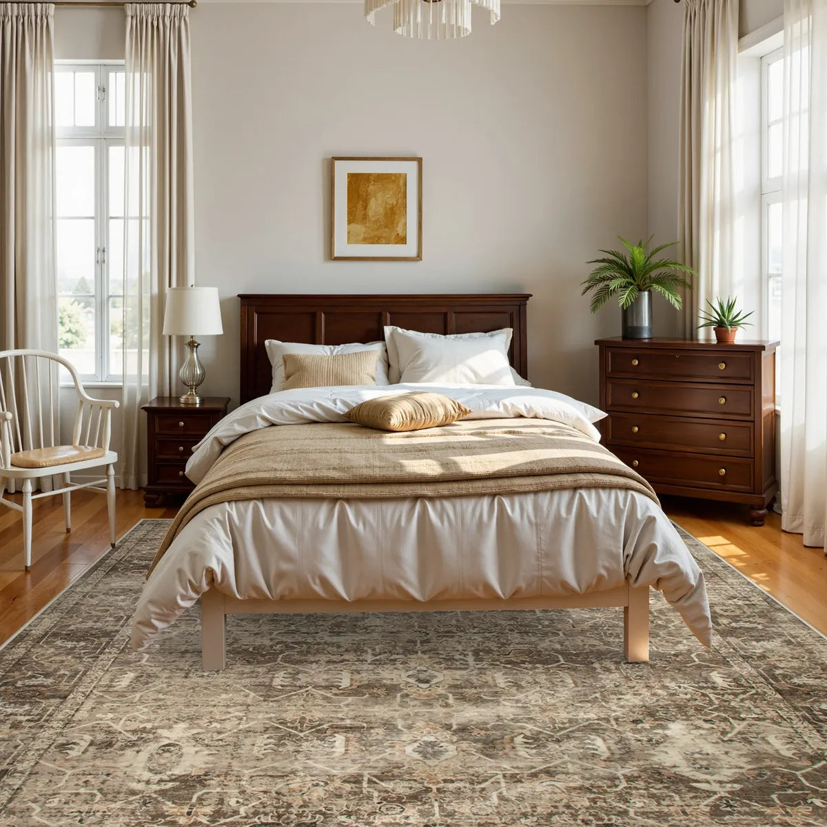 Margot Washable Vintage Distressed Brown Rug