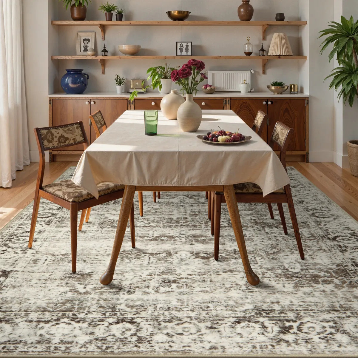 Margot Washable Vintage Distressed Beige Rug