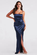 Mayra Formal Satin Slit Long Dress