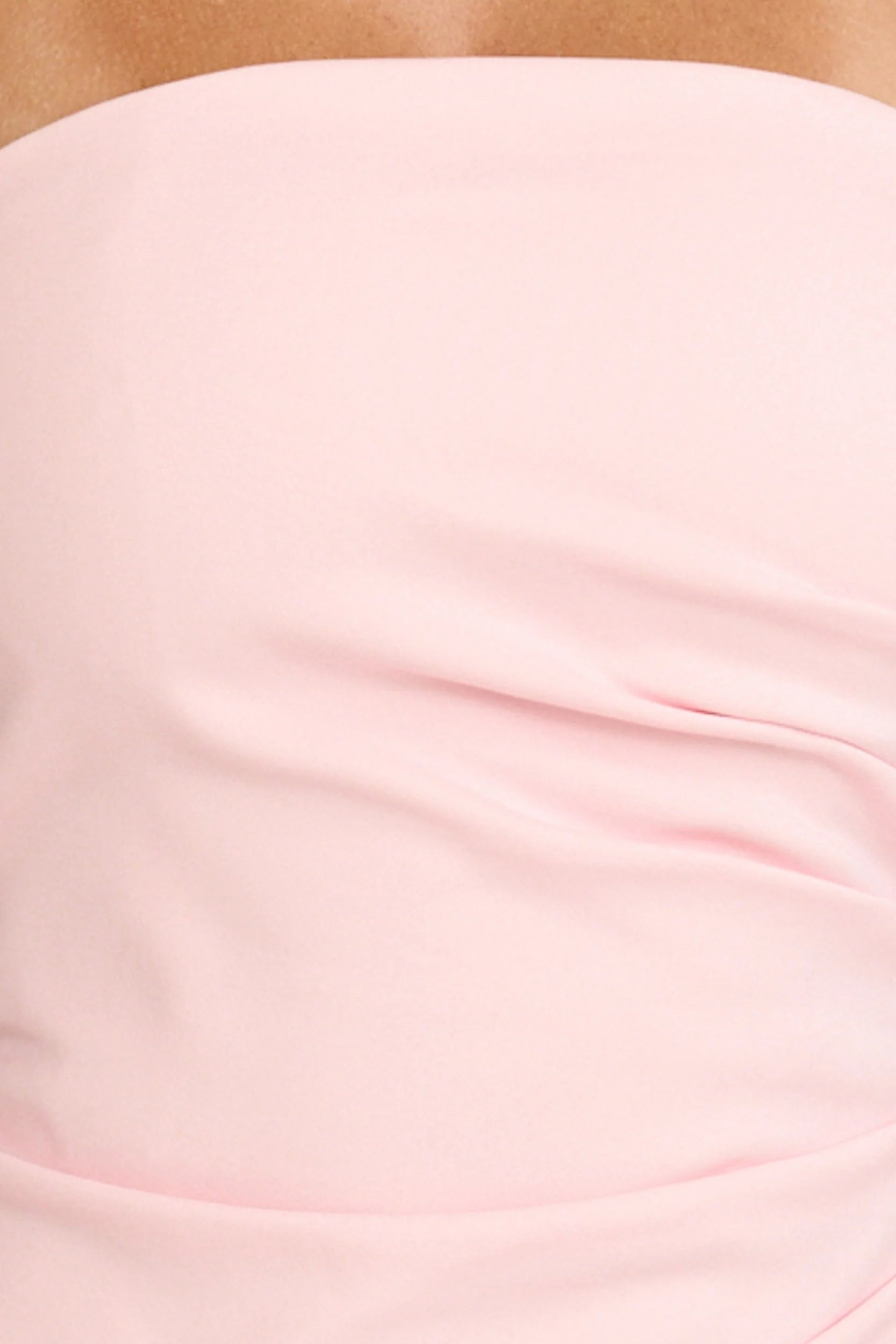 Louisa Maxi Dress - Strapless Side Ruched Dropped Waist Fit And Flare Dress in Pink