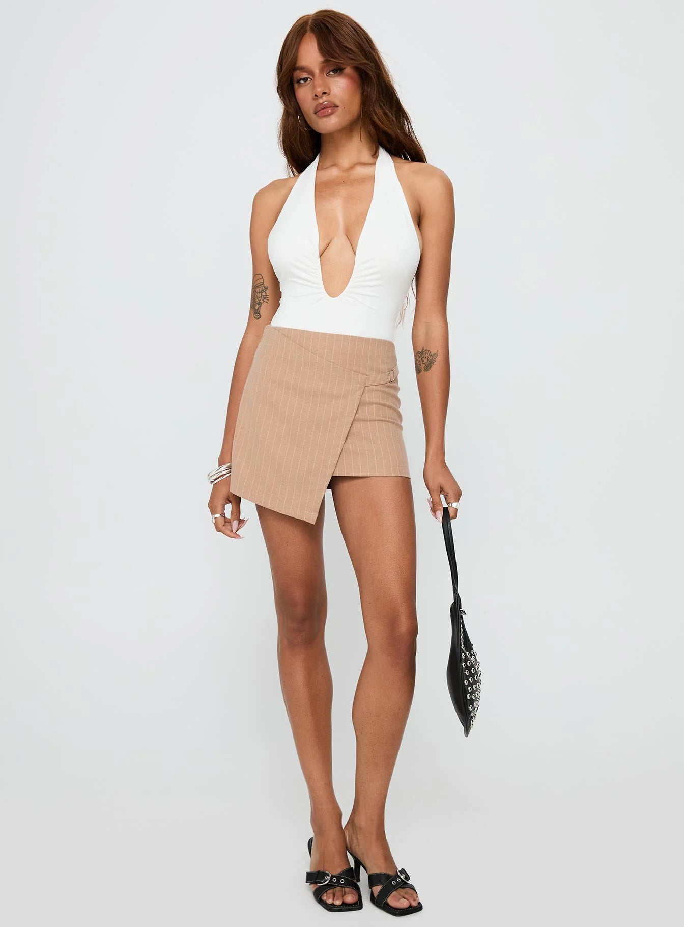 Emmalyne Plunge Neck Bodysuit White