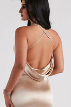 Ilya Satin Backless Mermaid Dress