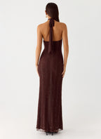 Haylan Sparkle Mesh Maxi Dress - Chocolate