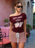 Bexi Textured Skort Red / White Stripe