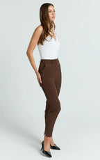 Hermie Pants - High Waisted Cropped Tailored Pants in Chocolate