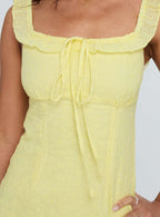Funny Girl Broiderie Mini Dress Yellow