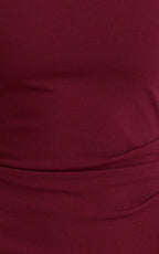 Helen Maxi Dress - One Shoulder Draped Fitted Dress in Wine