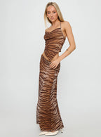 Better Now Cowl Neck Set Brown Tiger