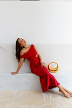 Dreamer's Path Off The Shoulder Maxi Dress Red