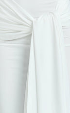 Judith Maxi Dress - Boat Neck Backless Tie Front Long Sleeve Jersey Dress in Cream