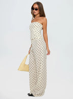 Powdered Sugar Strapless Set Cream Polka