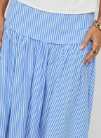 Raelan Tiered Midi Skirt Blue Stripe