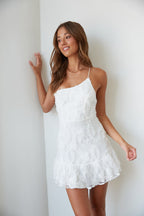 Livia One Shoulder Lace Ruffle Mini Dress