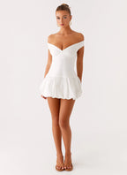 Endless Romance Off Shoulder Mini Dress - White