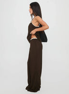 Nolei Contrast Pant Set Chocolate / White