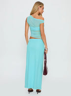 Aristocrat One Shoulder Mesh Set Blue