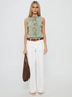 Serenitia Mid Rise Relaxed Jeans White Wash