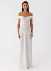 Melany Maxi Dress - White Polkadot