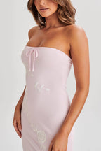 Lorelai Strapless Rose Knit Maxi Dress - Fairy Floss Pink
