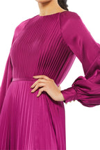 Long Sleeve Formal Pleated Dress
