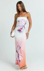 Elouise Maxi Dress - Strapless Dress in Orchid Ombre