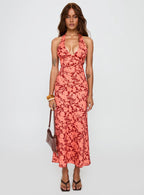 Casablanca Halter Top Red Floral