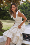 Mediterranean Muse Tiered Midi Dress Ivory
