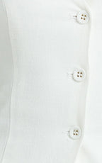 Olivia Top - Longline Linen V Neck Back Tie Vest Top in White