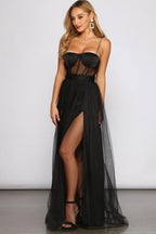Cintra Mesh Tulle Bustier Gown