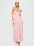 Fransiska Burnout Halter Maxi Dress Pink