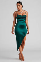 Reign The Night Satin Midi Dress