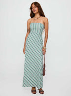 Finchie Strapless Maxi Dress Blue Stripe