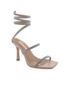 Simi Ankle Strap Heel in Nude Silver