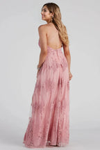Formal Flocked Velvet Dress