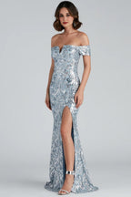 Carter Sequin Scroll A-Line Formal Dress