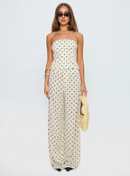 Powdered Sugar Strapless Set Cream Polka