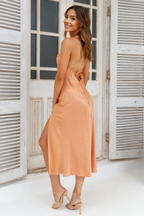 Drinks On Me Midi Dress Light Orange