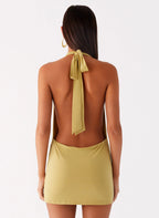Haisley Cowl Mini Dress - Lime Green