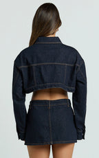 Fabia Skort - Denim Mid Rise Skort in Raw Denim Wash