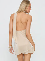 Infinito Scarf Tie Mini Dress Champagne