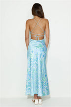 Besties Now Satin Maxi Dress Blue