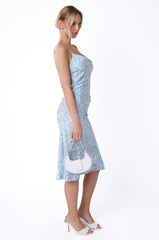 Aquamarine Paisley Midi Slip Dress