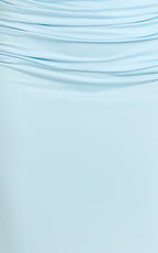 Lizzy Maxi Dress - Backless Ruched Bodycon Dress in Blue