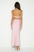 Magic In Her Vibe Satin Maxi Dress Pink
