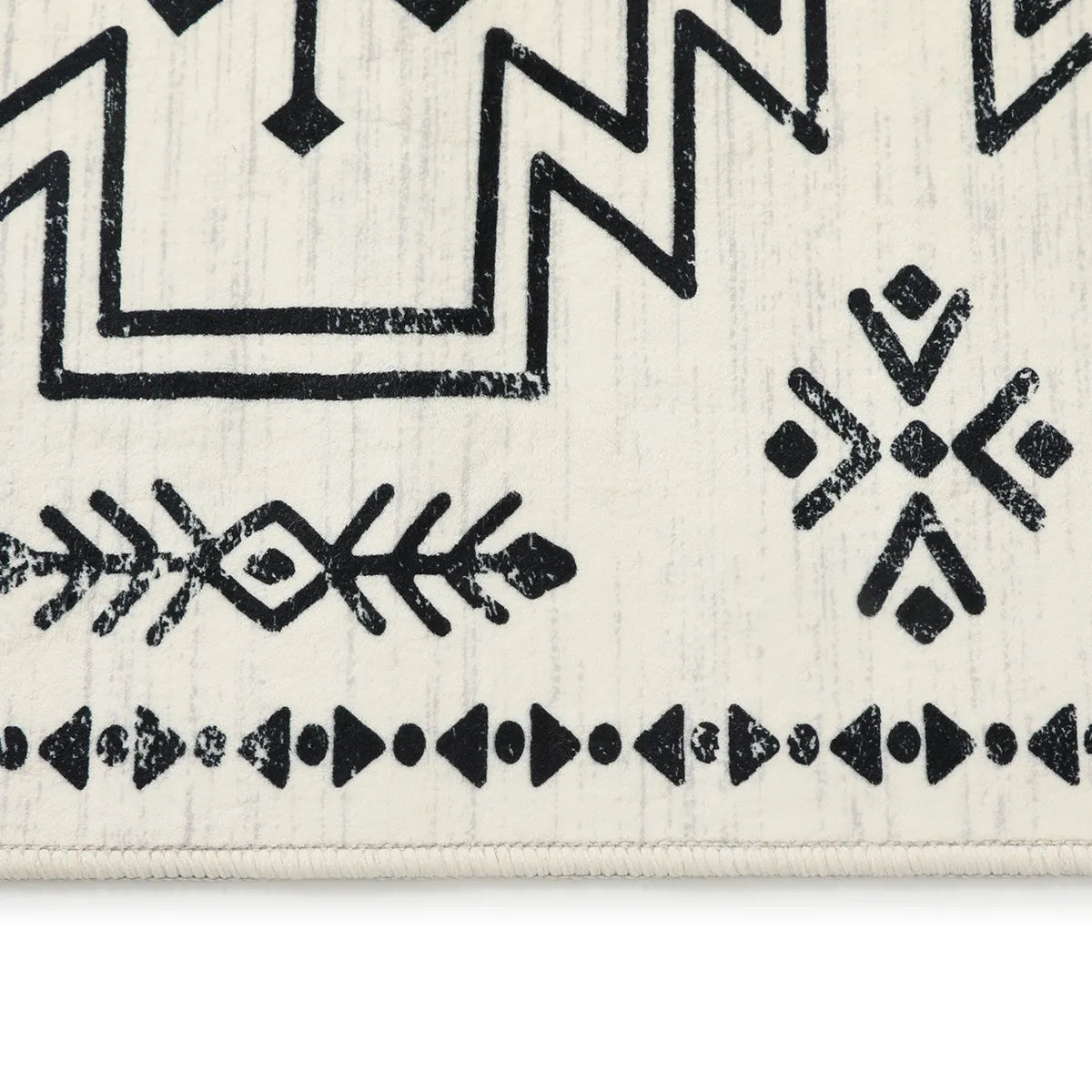Vivienne Washable Aztec Moroccan Distressed Beige Rug