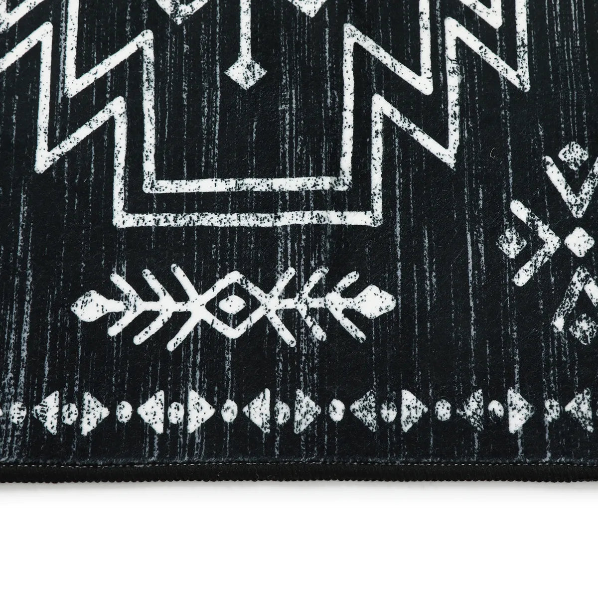 Vivienne Washable Aztec Moroccan Distressed Black Rug
