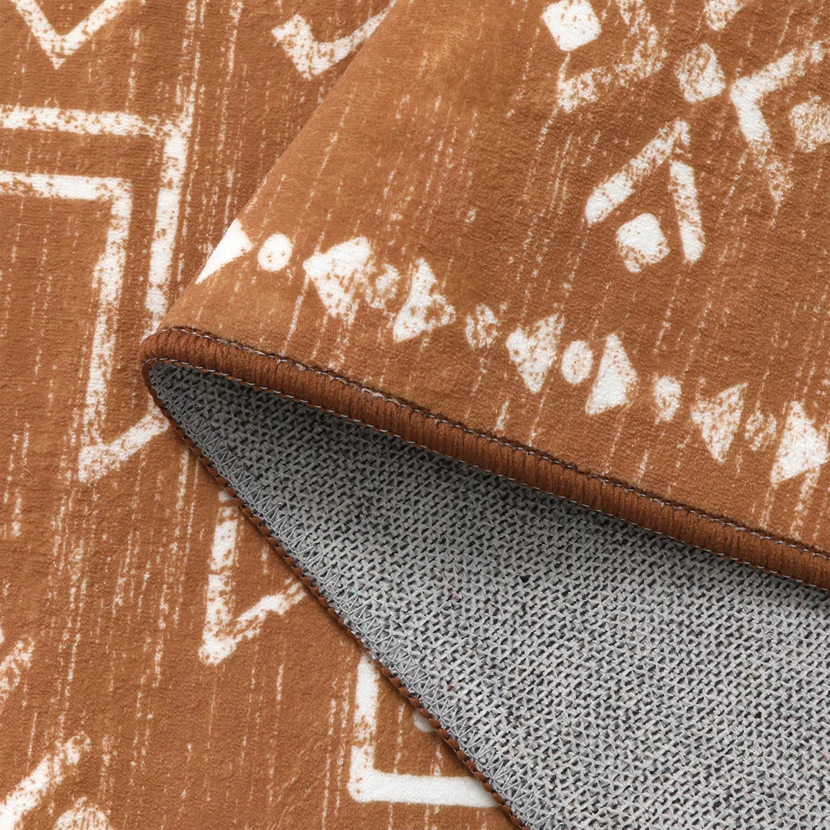 Vivienne Washable Aztec Moroccan Distressed Orange Rug