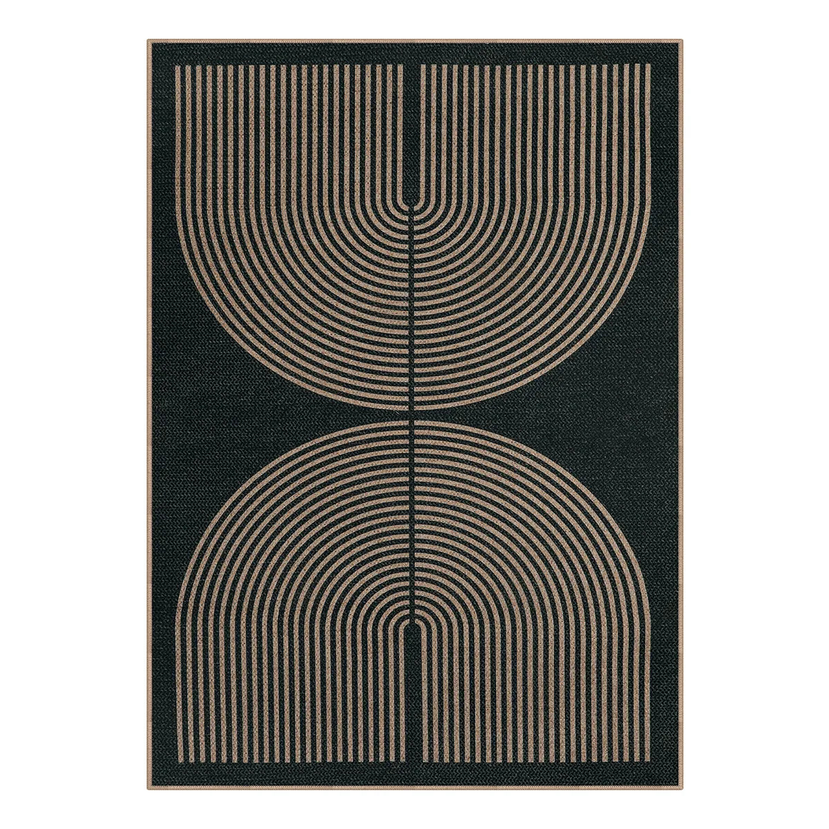 Enfys Washable Modern Rainbow Easy Jute Black/Grey Indoor/Outdoor Rug