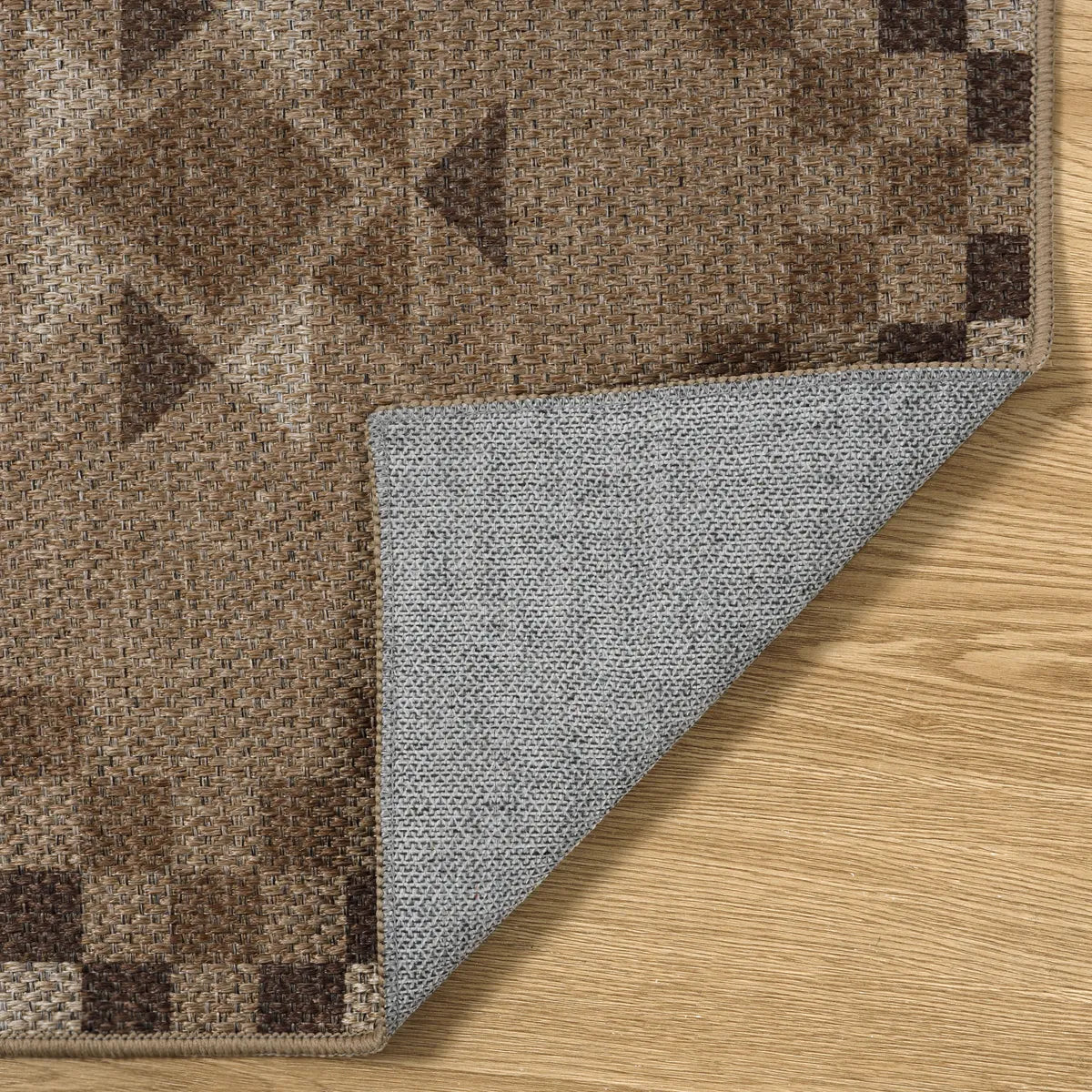 Lunette Washable Tribal Soft Easy Jute Tan Indoor/Outdoor Runner Rug