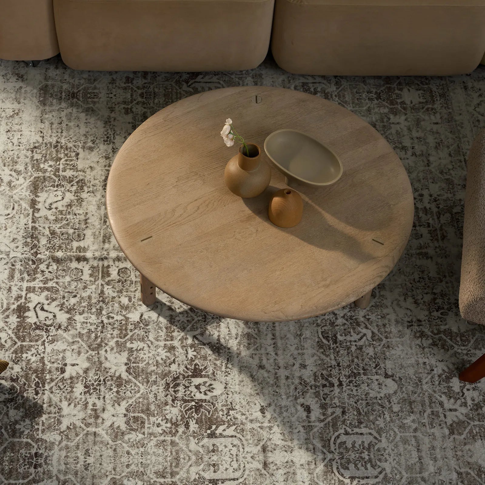 Margot Washable Vintage Distressed Beige Rug